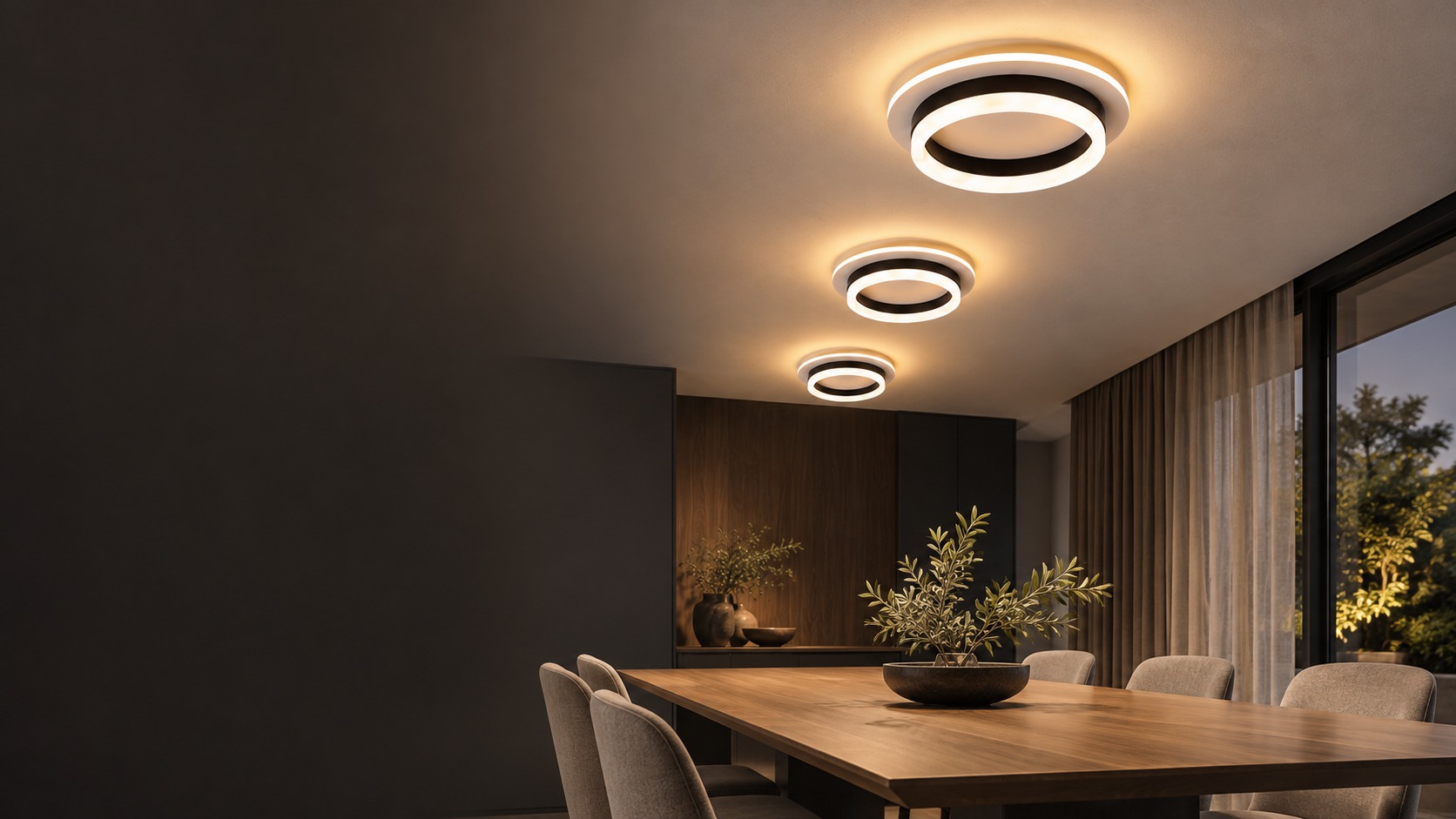 JORNOSHOP acrylic LED chandelier in a dining settingslider_item_1